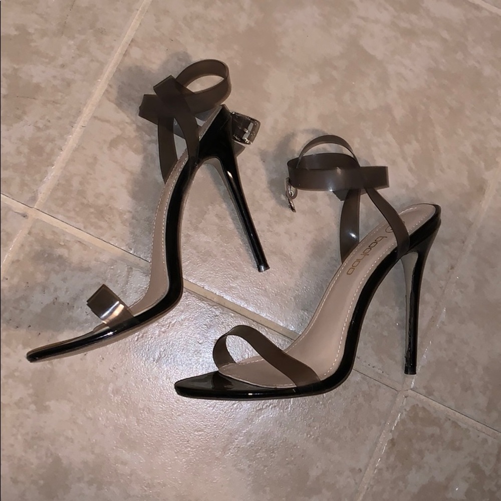 Black Jelly Strap Sandal Heel